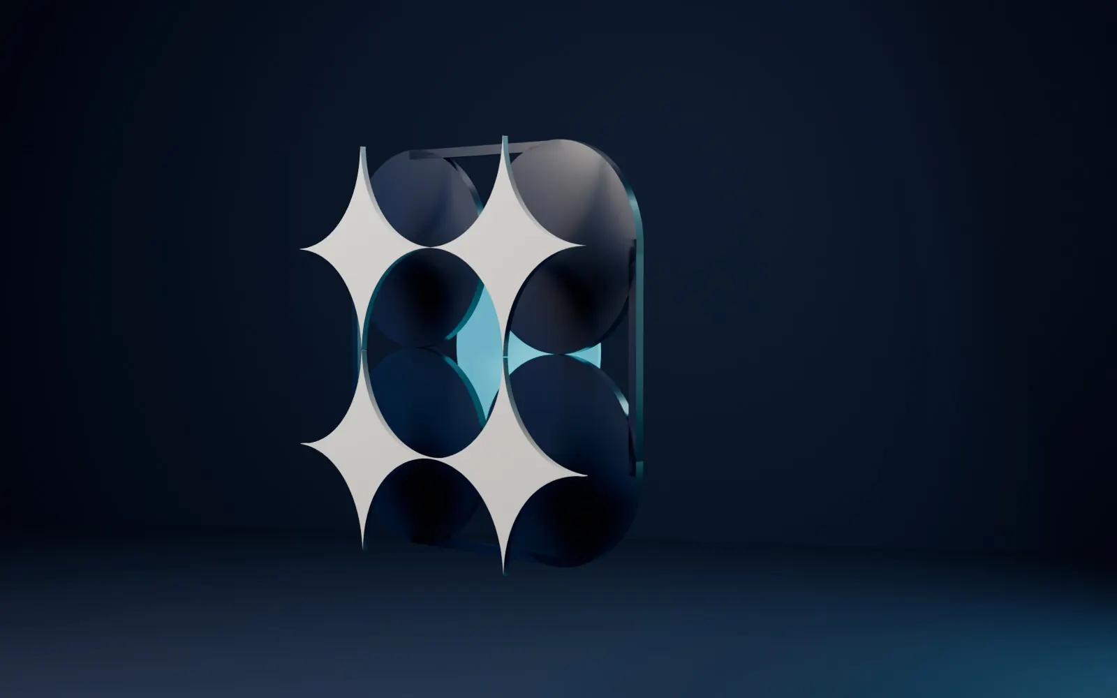 Render of the HerZú symbol separated into its construction layers on a navy background.
